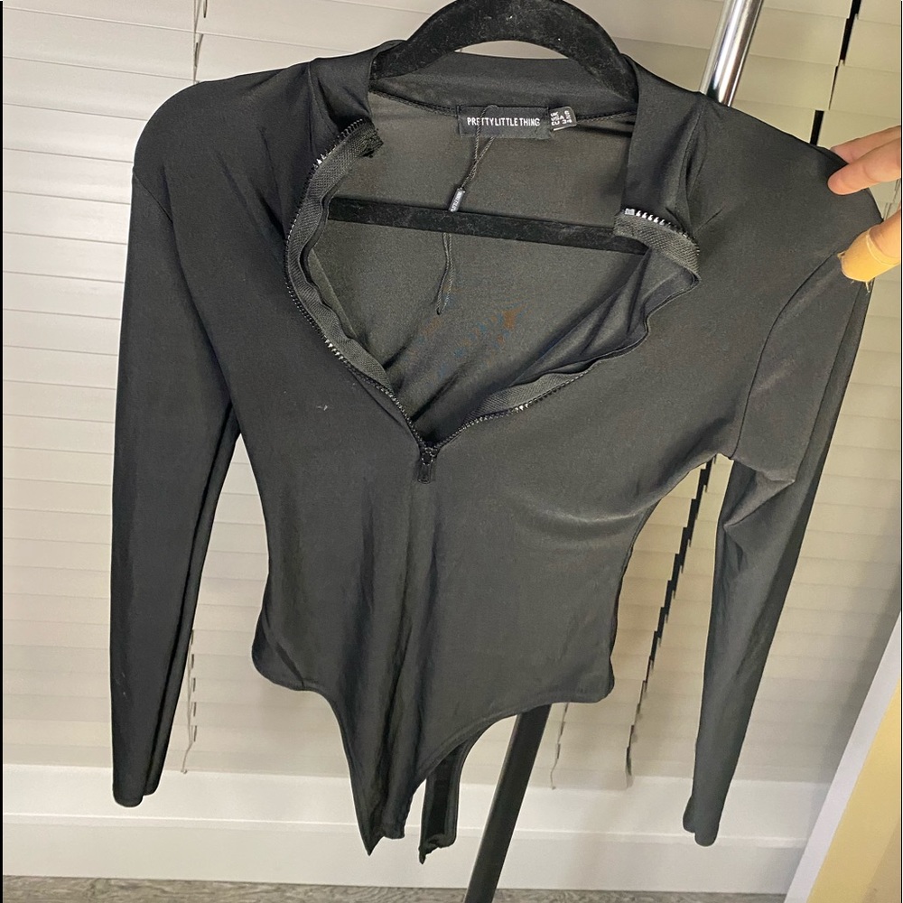 Black zip up body suit
